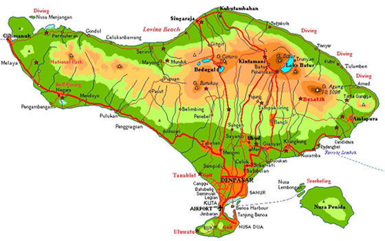 Map Of bali island